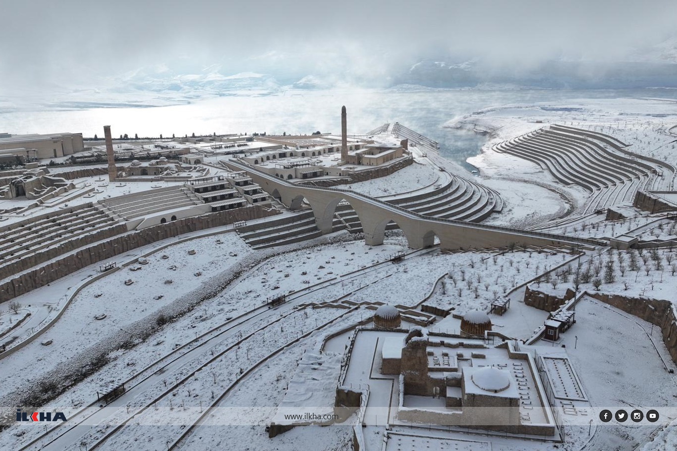 Kar yağışı sonrası Hasankeyf'te kartpostallık manzaralar oluştu