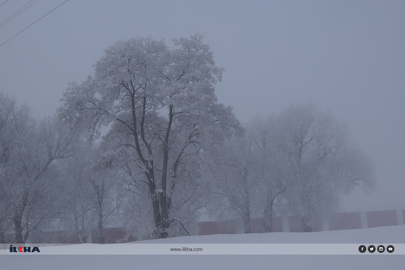 Ağrı’da Murat Nehri buz tuttu, şehirde sis görüş mesafesini düşürdü