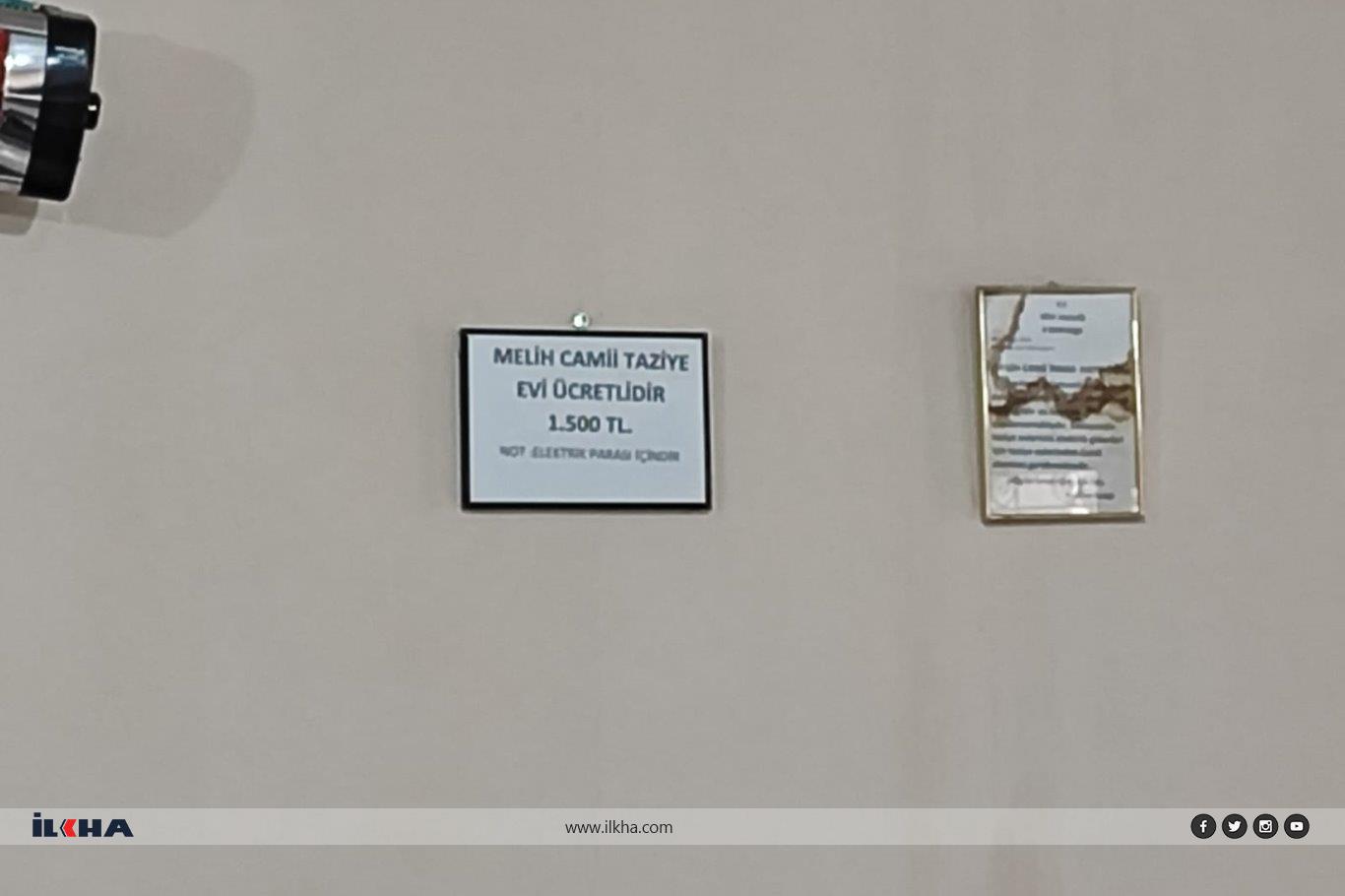 Siirt'te Melih Camii Taziye Evi Ücretlidir 1500 TL yazısı tepki çekiyor Siirt'te Melih Camii Taziye Evi Ücretlidir 1500 TL yazısı tepki çekiyor