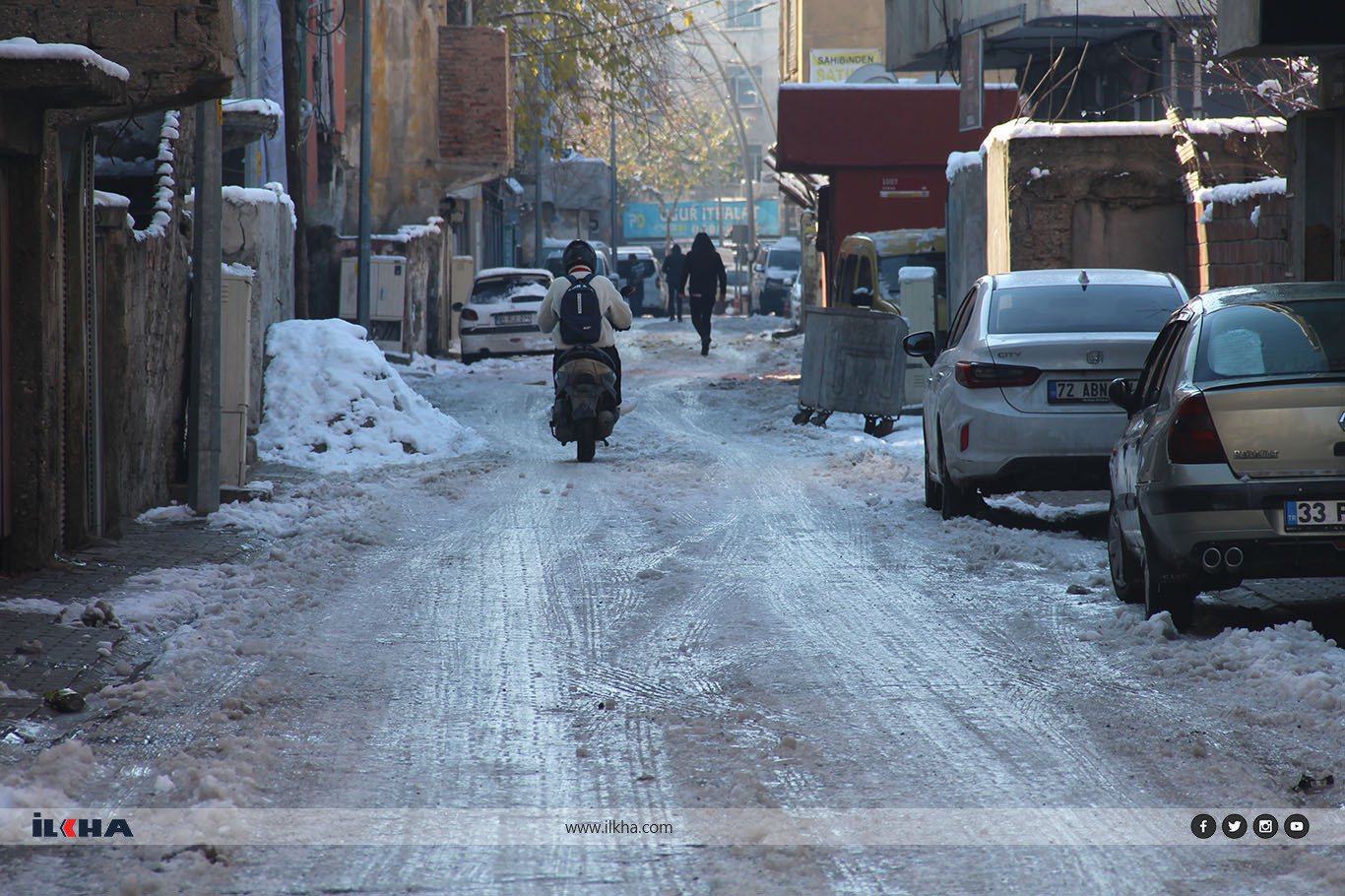 Batman'da kar sonrası cadde ve sokaklar buz pistine döndü
