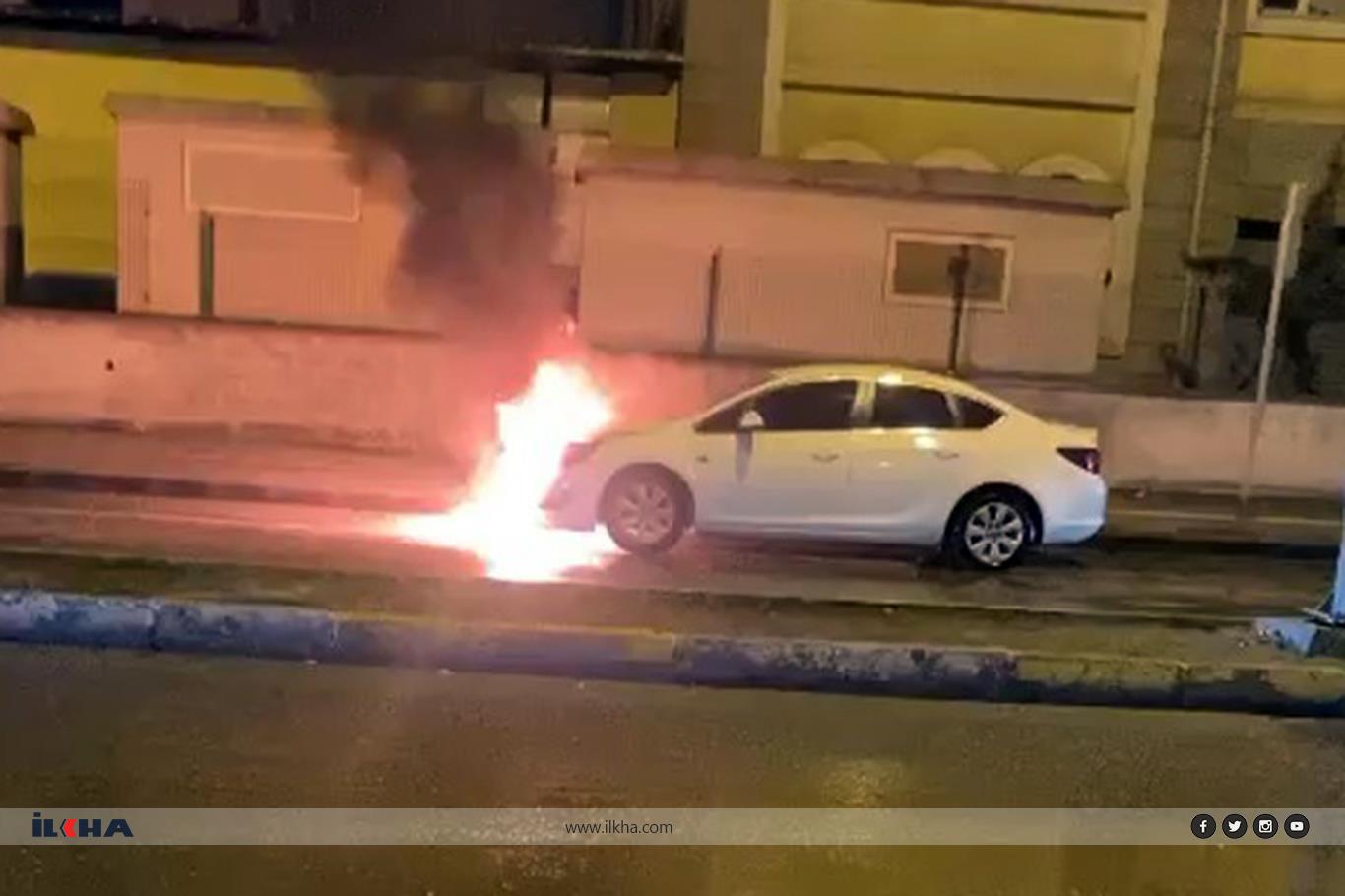 Bismil adliyesi önünde park halindeki araç alev aldı Bismil adliyesi önünde park halindeki araç alev aldı