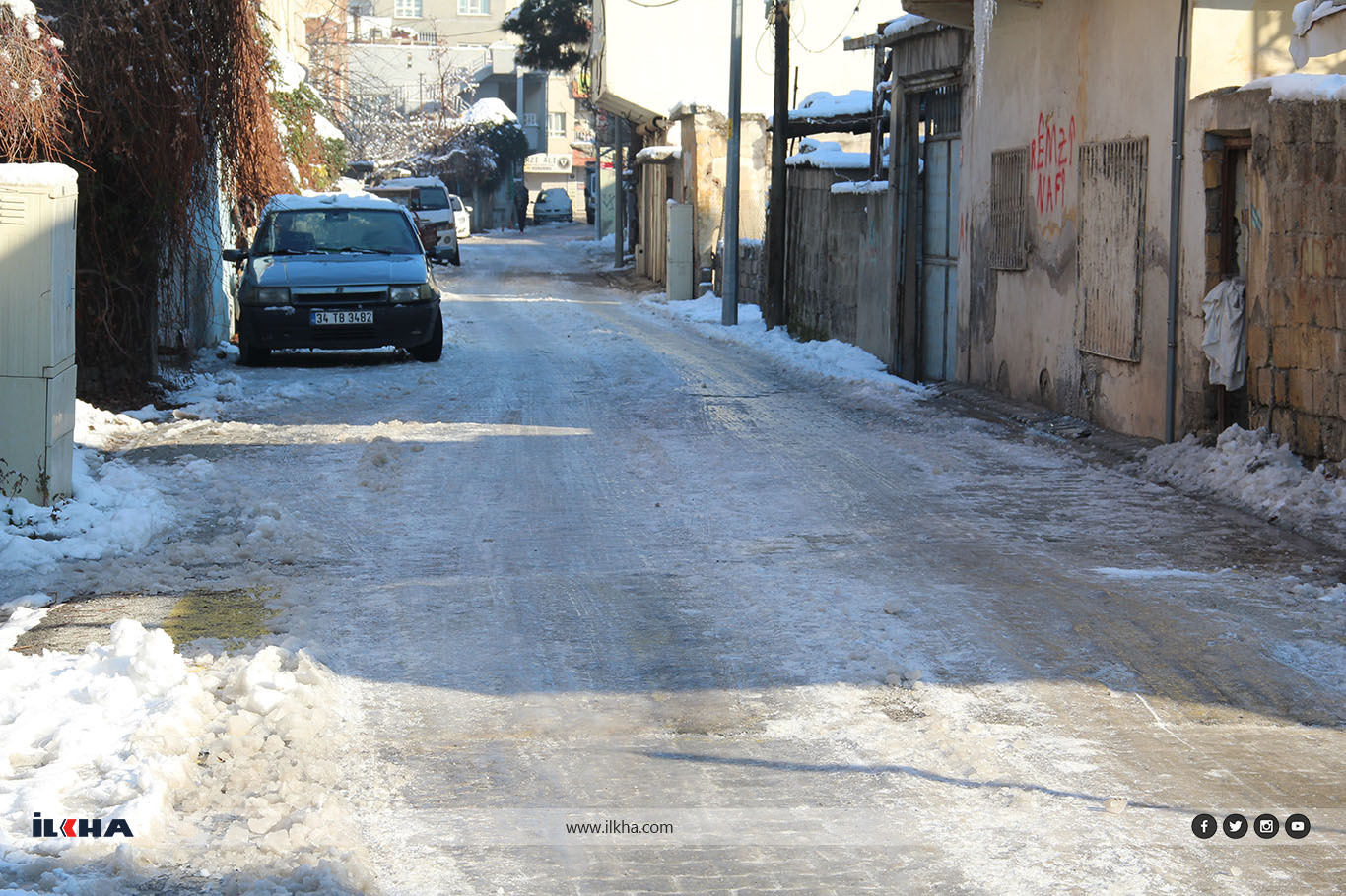 Batman'da kar sonrası cadde ve sokaklar buz pistine döndü