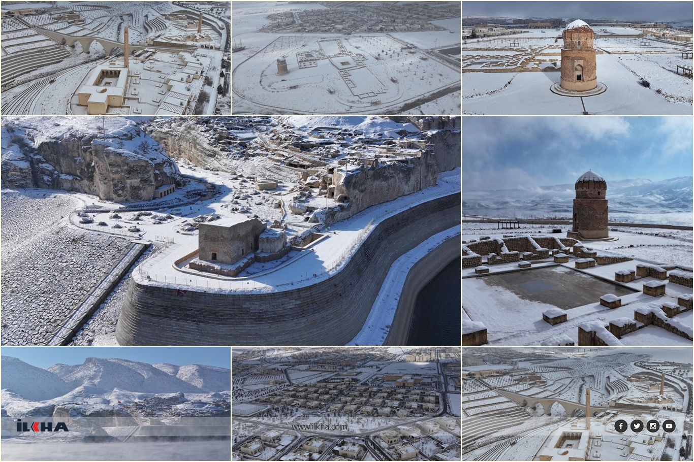 Kar yağışı sonrası Hasankeyf'te kartpostallık manzaralar oluştu