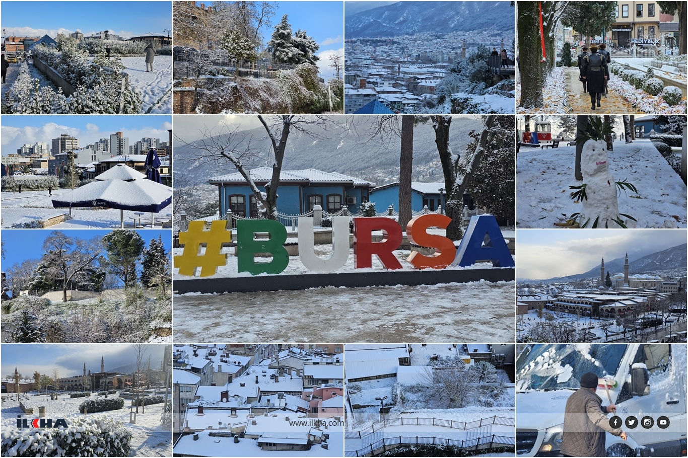 Kar yağışı Bursa’ya kartpostallık görüntüler sundu