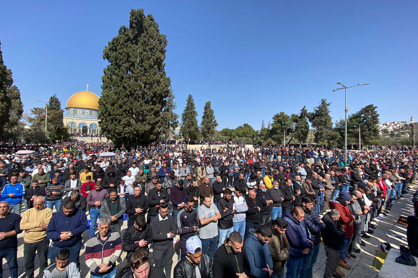 More than 60,000 Muslim worshippers perform Friday prayer at Al-Aqsa