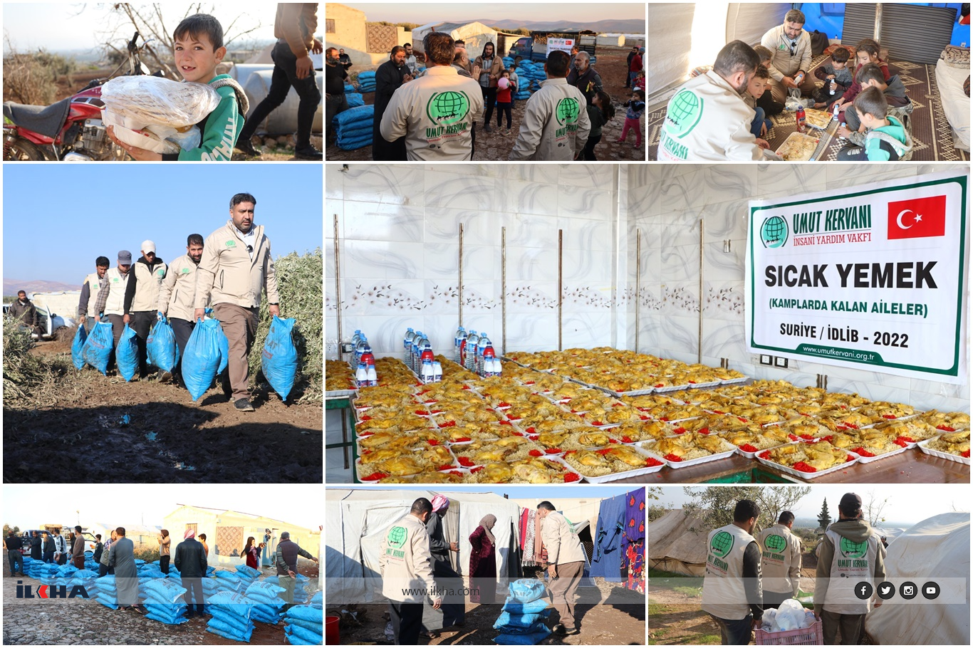 قافلة الأمل تقوم بتوزيع الحطب والوجبات الساخنة على مئات العوائل المحتاجة في سوريا