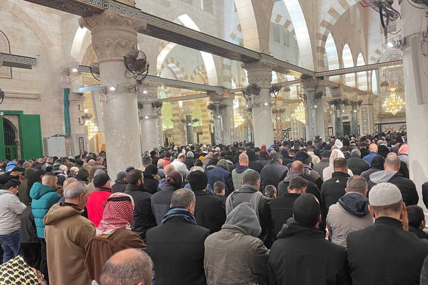 Thousands of Palestinian worshipers attend Fajr prayer at Al Aqsa Mosque in Jerusalem