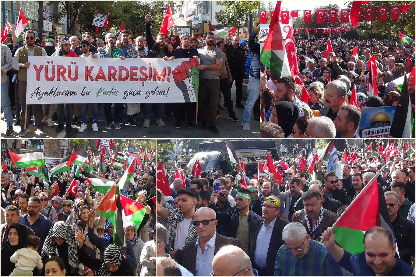 Kocaeli’de on binlerce kişi Filistin için yürüdü