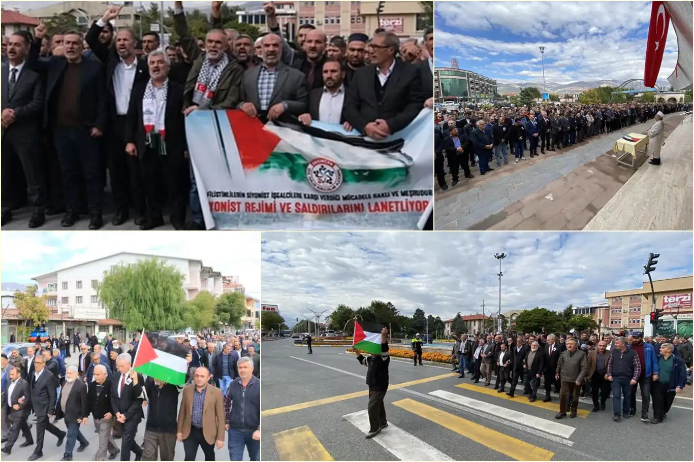 Erzincan'da yüzlerce kişi Cuma namazı çıkışı Gazze için yürüdü