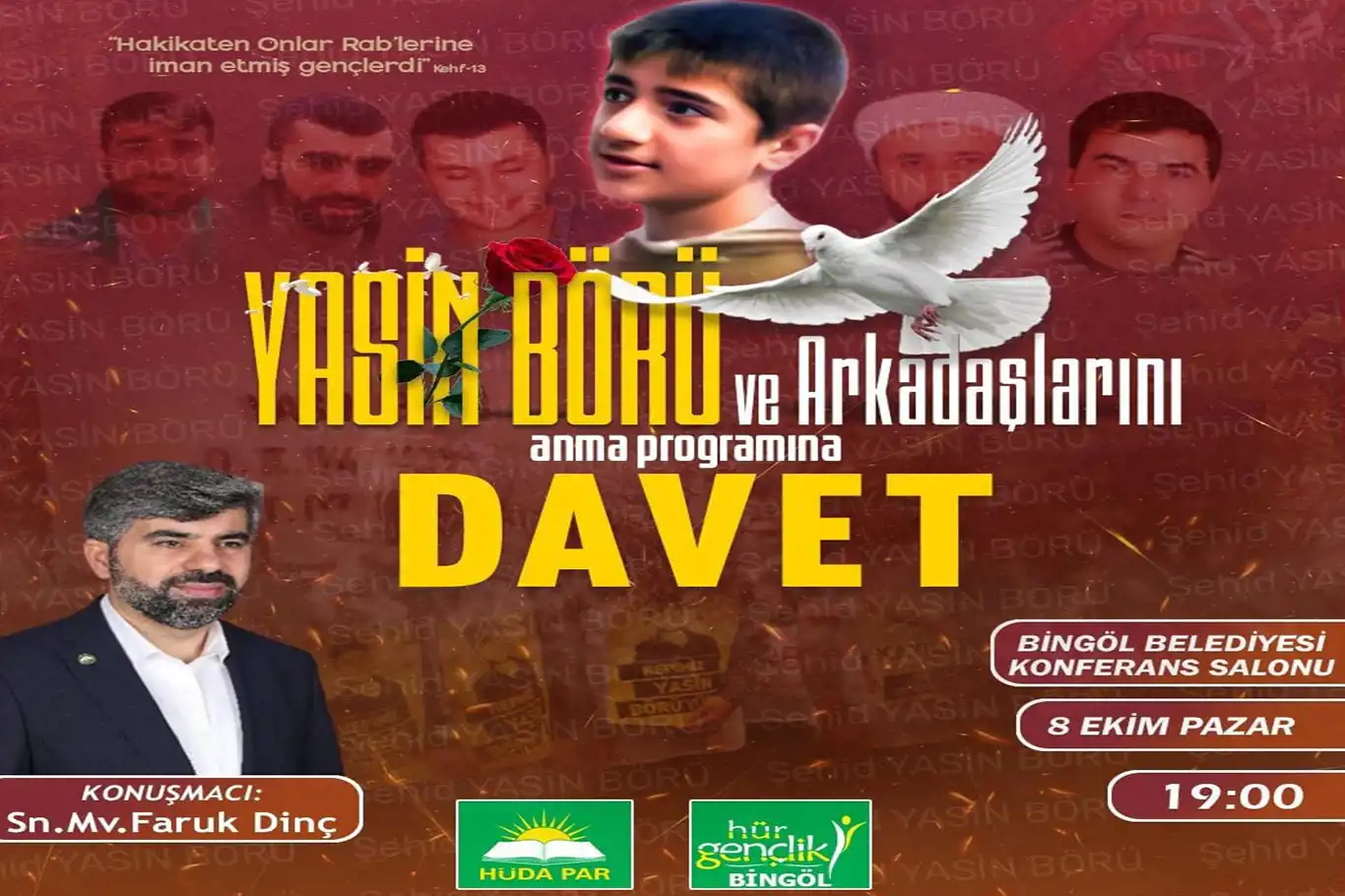 Şehid Yasin Börü ve arkadaşları Bingöl’de anılacak Şehid Yasin Börü ve arkadaşları Bingöl’de anılacak