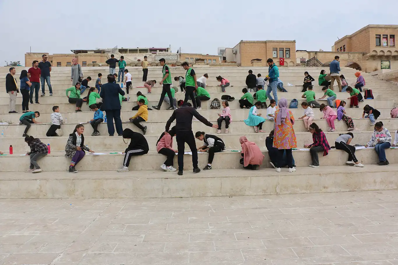 Şanlıurfa'da Filistin konulu canlı resim performansı düzenlendi