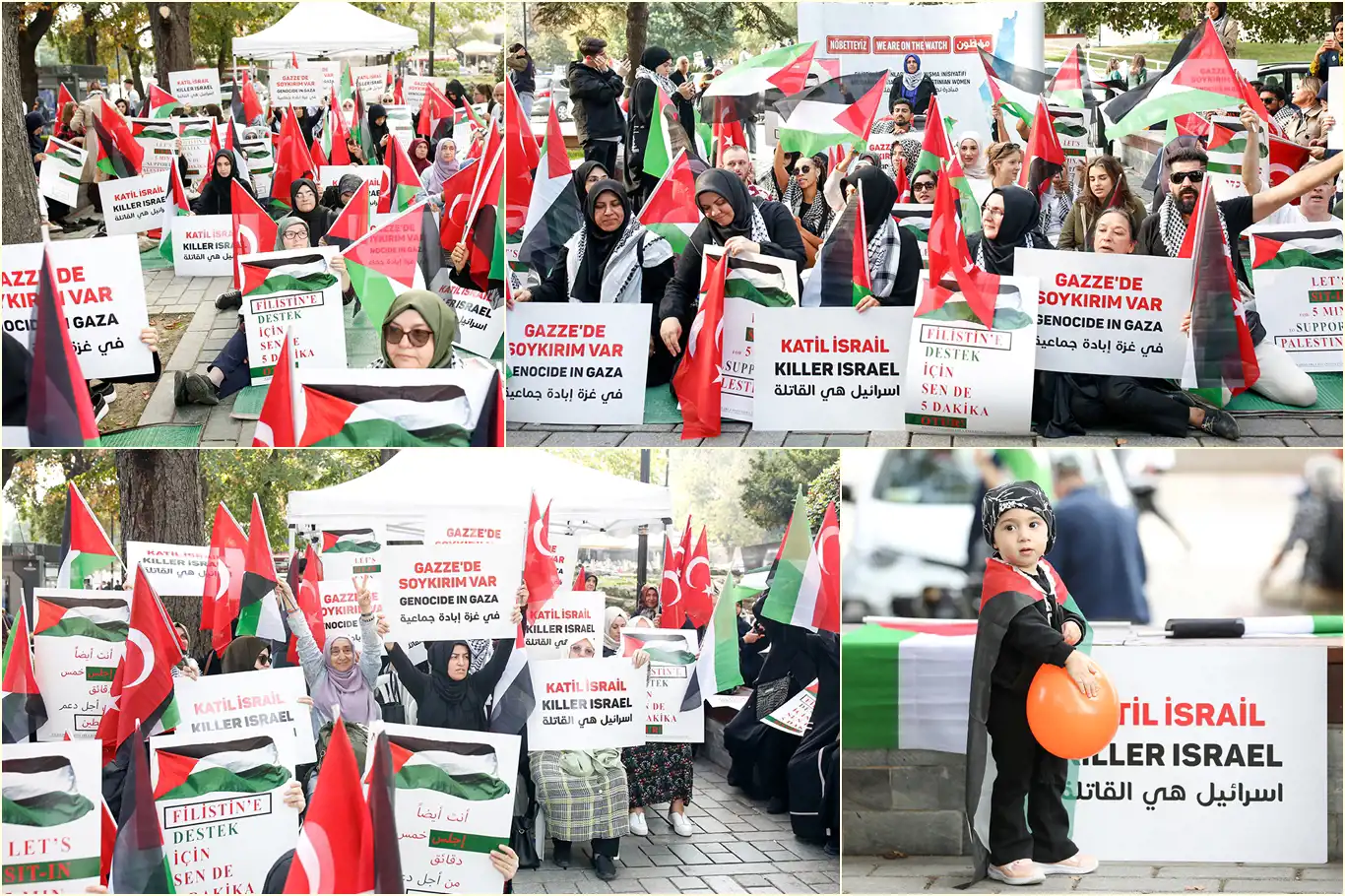 Kadınlardan Filistin'de yaşanan soykırıma karşı sessiz oturma eylemi