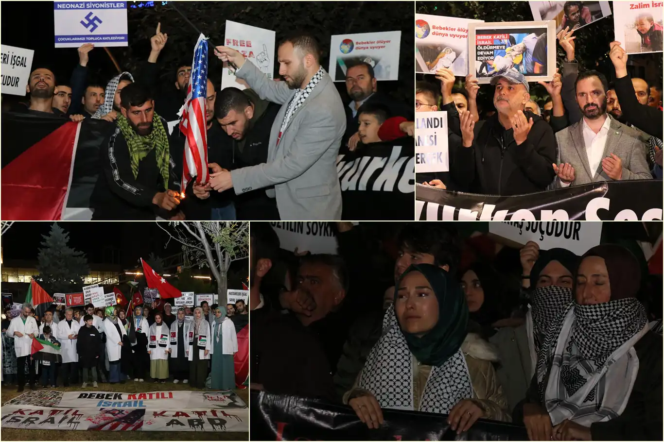 Siyonist işgalcilerin Gazze katliamı işgalci ABD Büyükelçiliği önünde protesto edildi