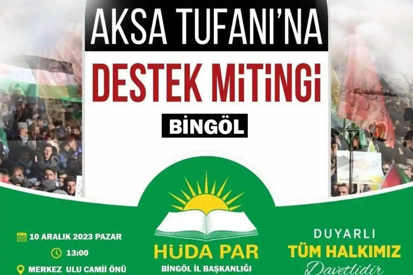 HÜDA PAR to organize rally in Bingöl in support of Al Aqsa Flood