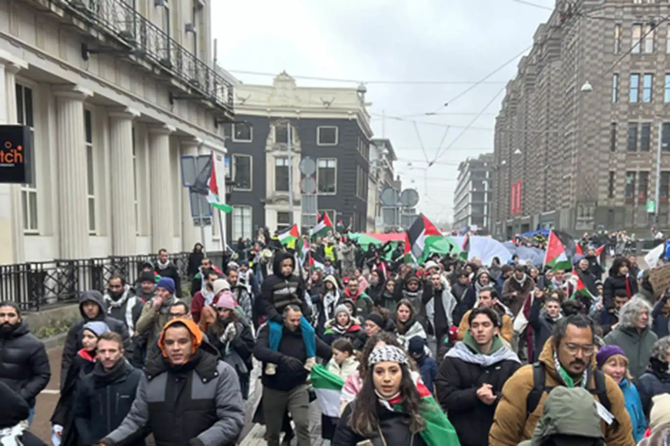 Hollanda'da binlerce kişi Gazze'ye destek için yürüdü
