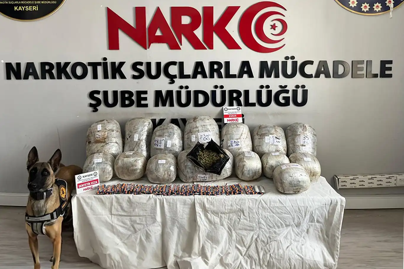 Kayseri'de 36 kilogram esrar ele geçirildi