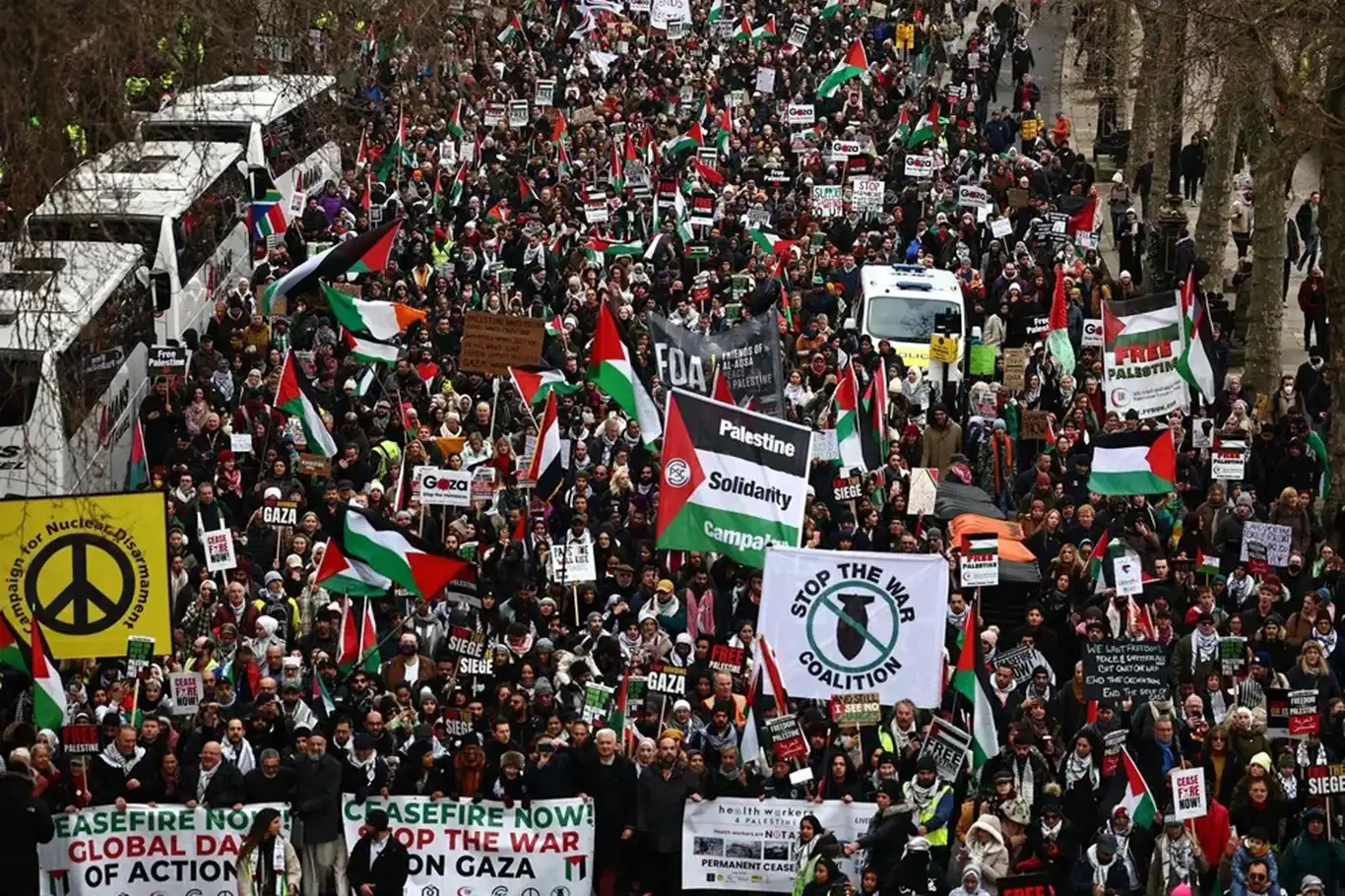 Thousands gather in London to protest israeli genocide, call for Gaza cease-fire