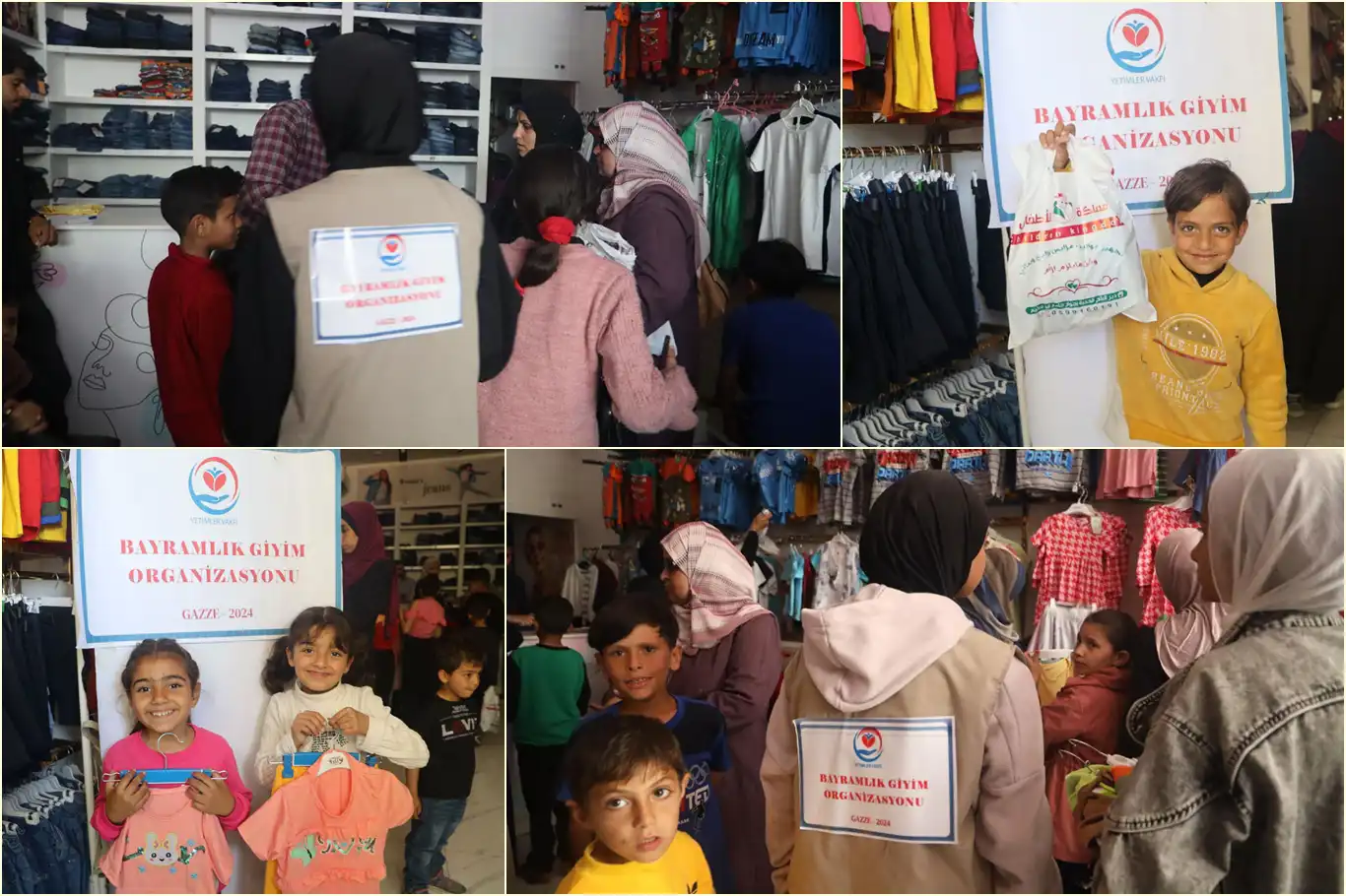 Yetimler Vakfı Gazze'de çocuklara giyim yardımında bulundu 