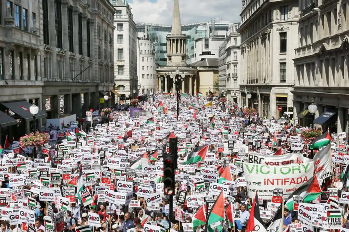 Thousands rally for Palestine solidarity in London, demanding ceasefire in Gaza