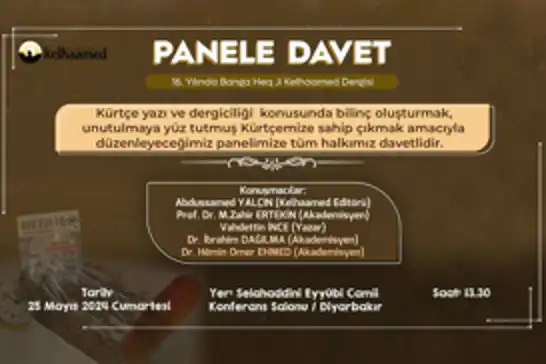 Kelhaamed Dergisi'nden Diyarbakır'da düzenlenecek panele davet