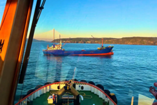 Cargo ship rudder malfunction malts Bosphorus traffic