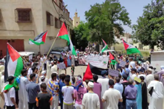 Fas'ın 56 kentinde Filistin'e destek için 115 gösteri düzenlendi