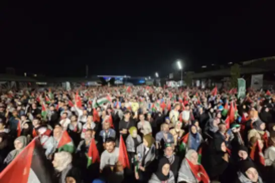 Bursa'da binlerce kişinin katılımıyla "Gazze ile Dayanışma" mitingi düzenlendi