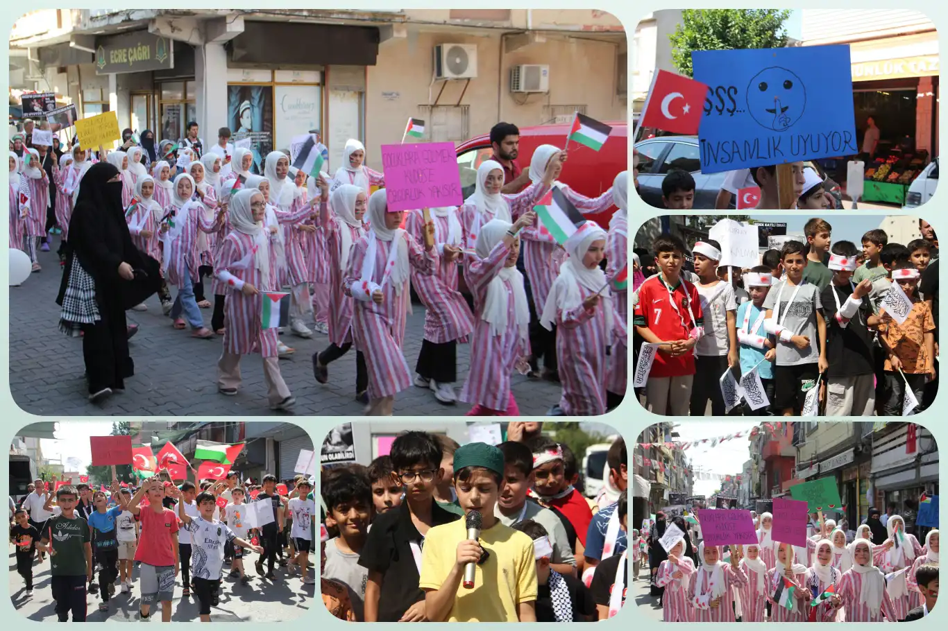 Adana'da Yaz Kur'an Kursu öğrencileri Gazze için yürüdü
