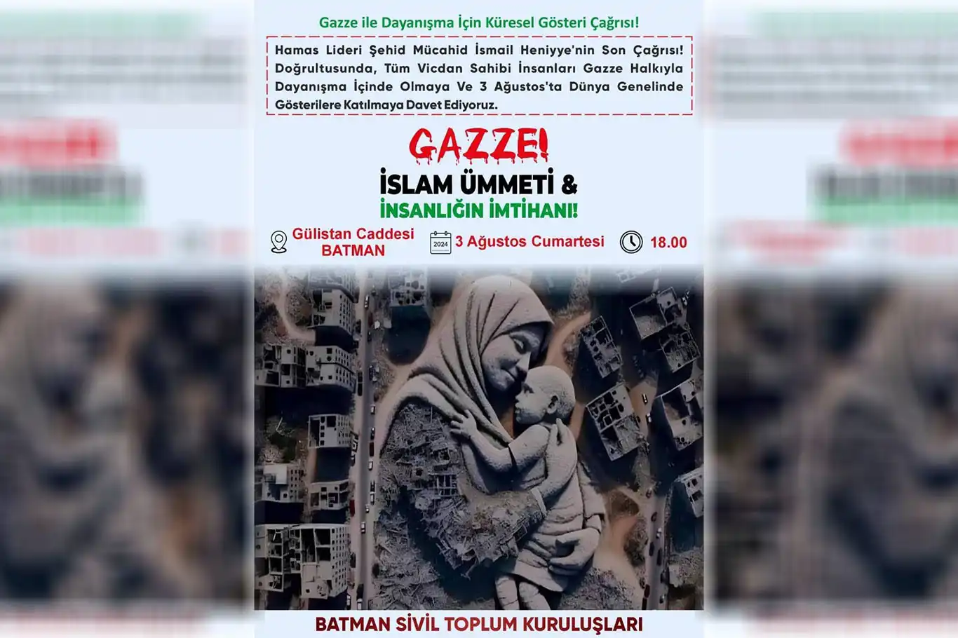 Batman'da Gazze için düzenlenecek programa halk davet edildi