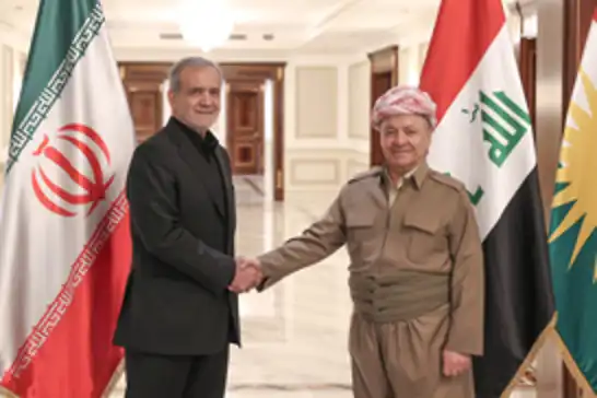 Kurdish leader Masoud Barzani hosts Iranian President Masoud Pezeshkian in Erbil