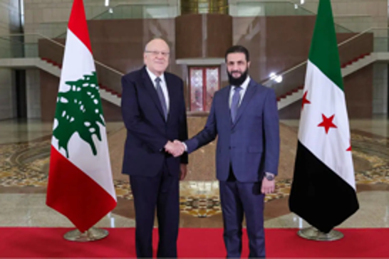 Lebanese PM Najib Mikati meets Syria's new leader Ahmed al-Shara in Damascus