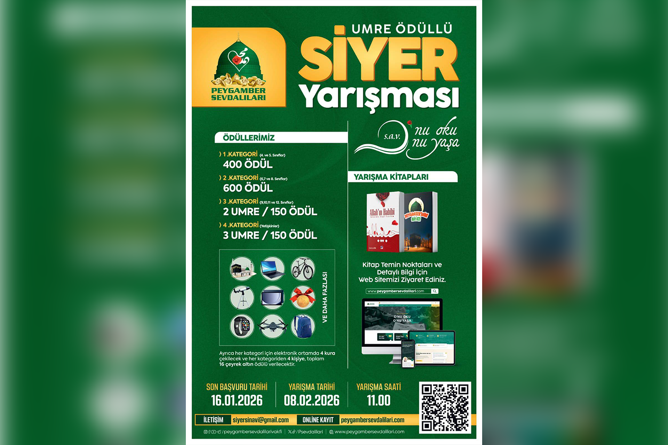 Peygamber Sevdalıları Vakfı'ndan "O'nu Oku O'nu Yaşa" siyer yarışması daveti Peygamber Sevdalıları Vakfı'ndan "O'nu Oku O'nu Yaşa" siyer yarışması daveti