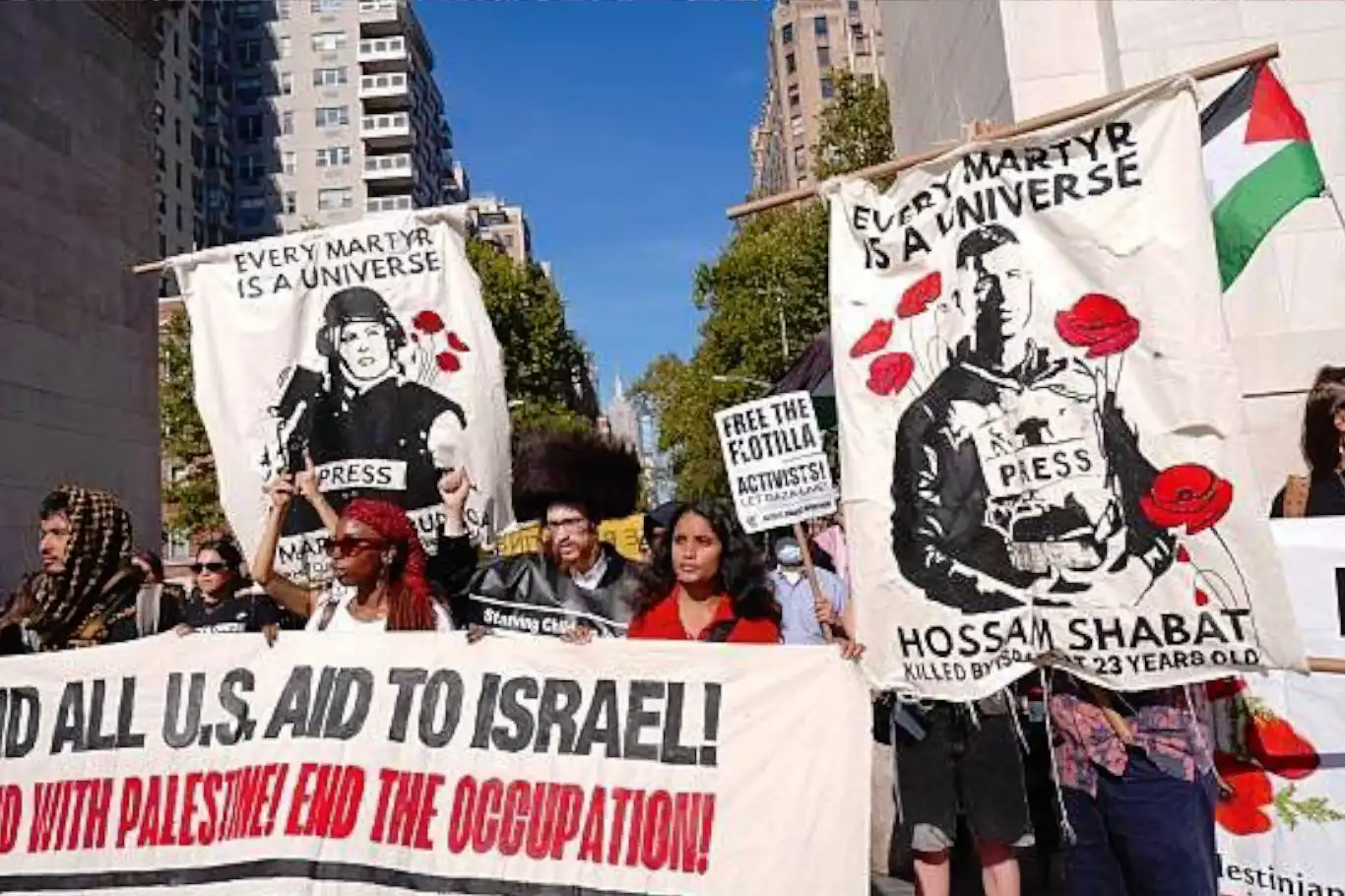 Hundreds rally in New York demanding arms embargo and sanctions on Israel