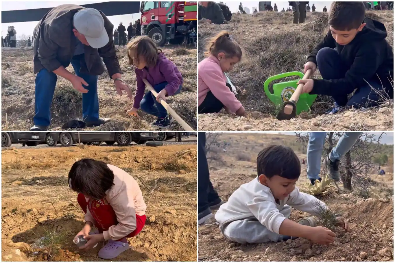 Konya'da bir günde 33 binden fazla fidan toprakla buluştu