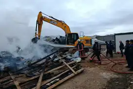 Malatya'da TOKİ şantiye alanında konteyner yangını