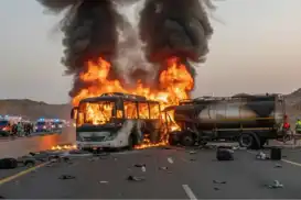 Suudi Arabistan'da umrecileri taşıyan otobüs kaza yaptı: 45 ölü