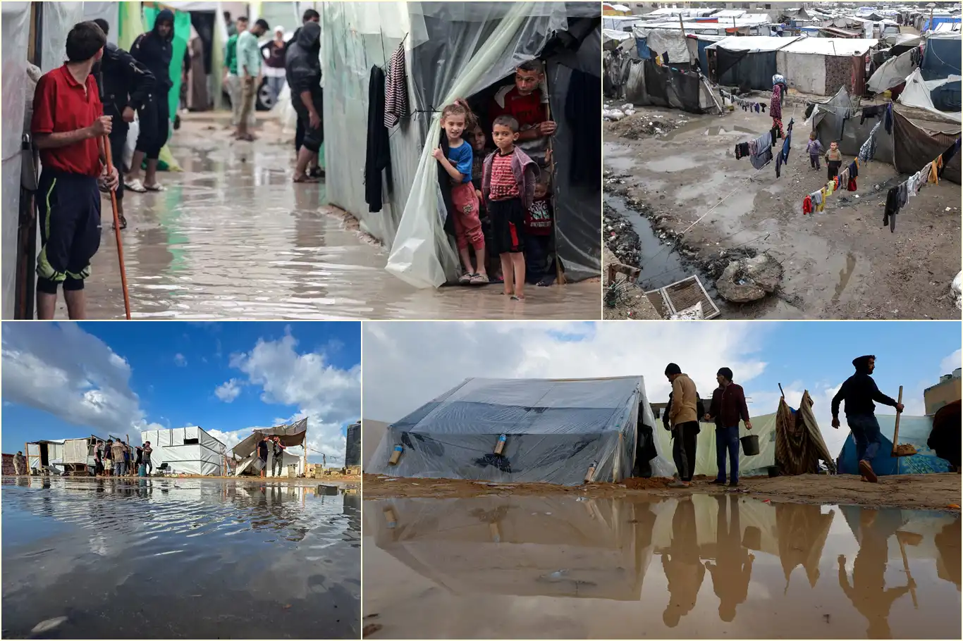  Şiddetli yağış sonrası Gazze Şeridi'nde çadırlar su altında kaldı