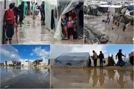 Piştî barana zêde konên li Şerîda Xezzeyê di bin avê de man