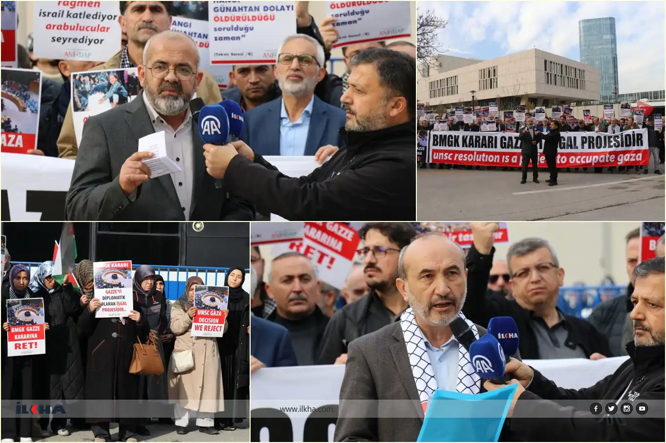 احتجاج أمام السفارة الأميركية في أنقرة من أجل غزة: نرفض قرار مجلس الأمن بشأن غزة