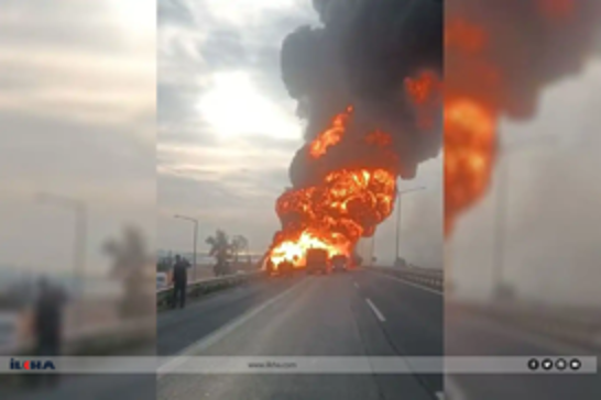 اندلاع حريق في صهريج وقود على طريق مرسين–أضنة يثير حالة من الذعر