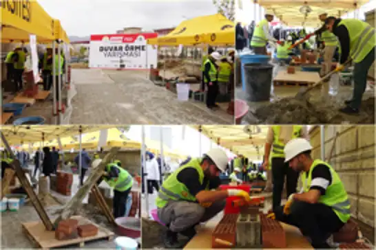 Geleceğin mühendislerinden kıyasıya duvar örme yarışması 