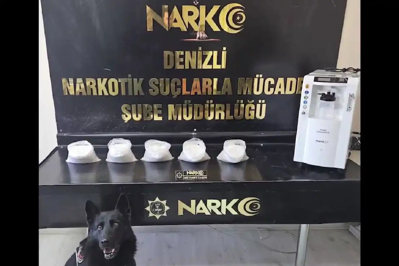 Denizli’de solunum cihazına gizlenmiş 5 kilogram metamfetamin ele geçirildi