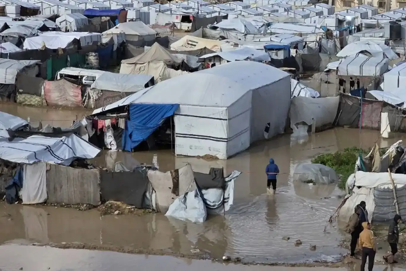 البرد والأمطار يفاقمان الكارثة الإنسانية في غزة