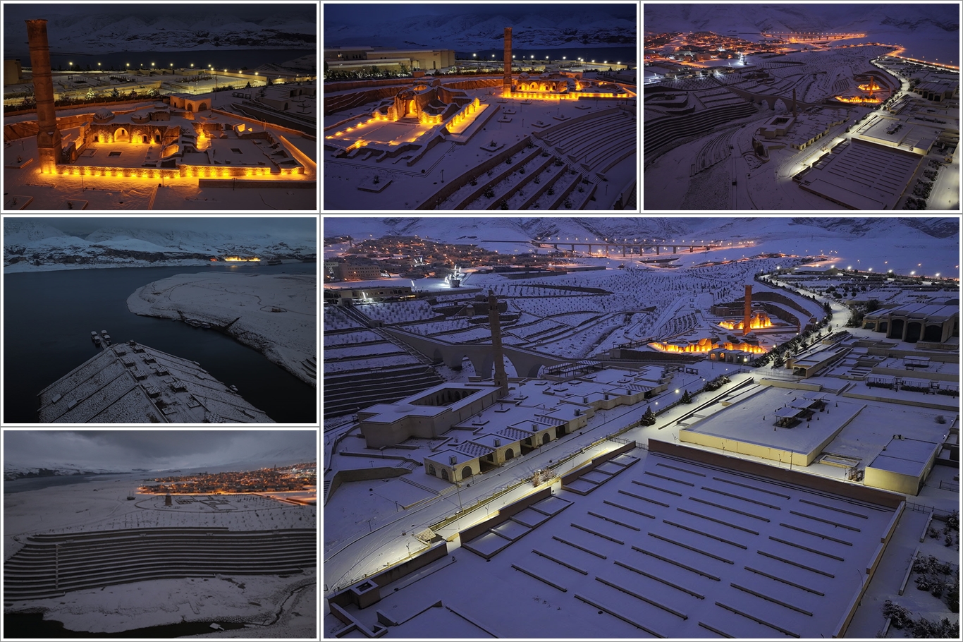 Batman'ın tarihi ilçesi Hasankeyf, yoğun kar yağışının ardından ortaya çıkan doğal 