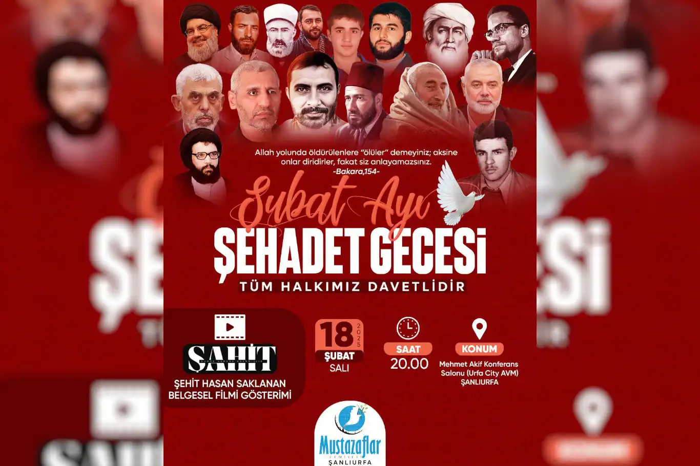 Şanlıurfa’da Şehadet Gecesi programı düzenlenecek