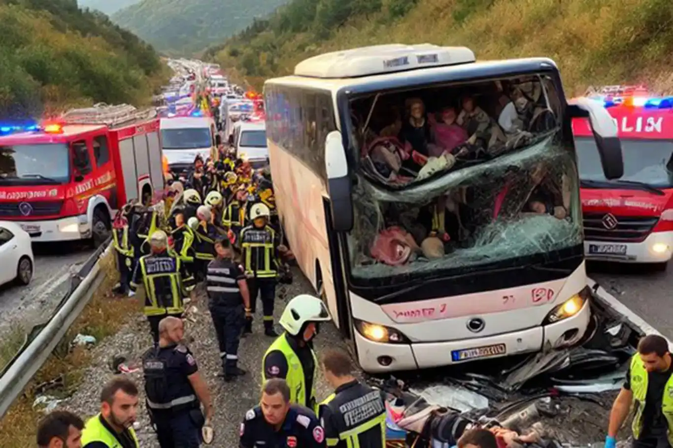 Otobusê rêwîyan gundirî: 8 zarok 33 birîndar