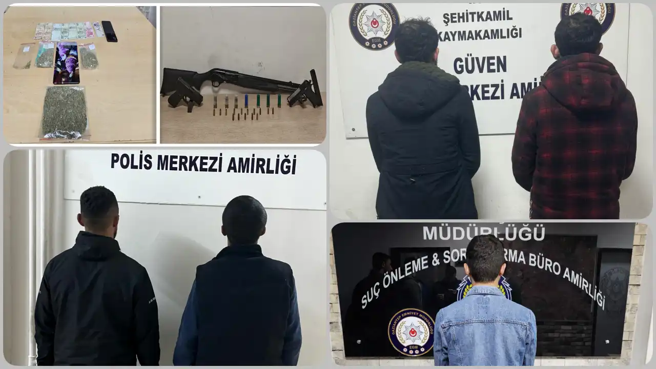 Gaziantep'te uyuşturucu ve silah operasyonu: 5 gözaltı