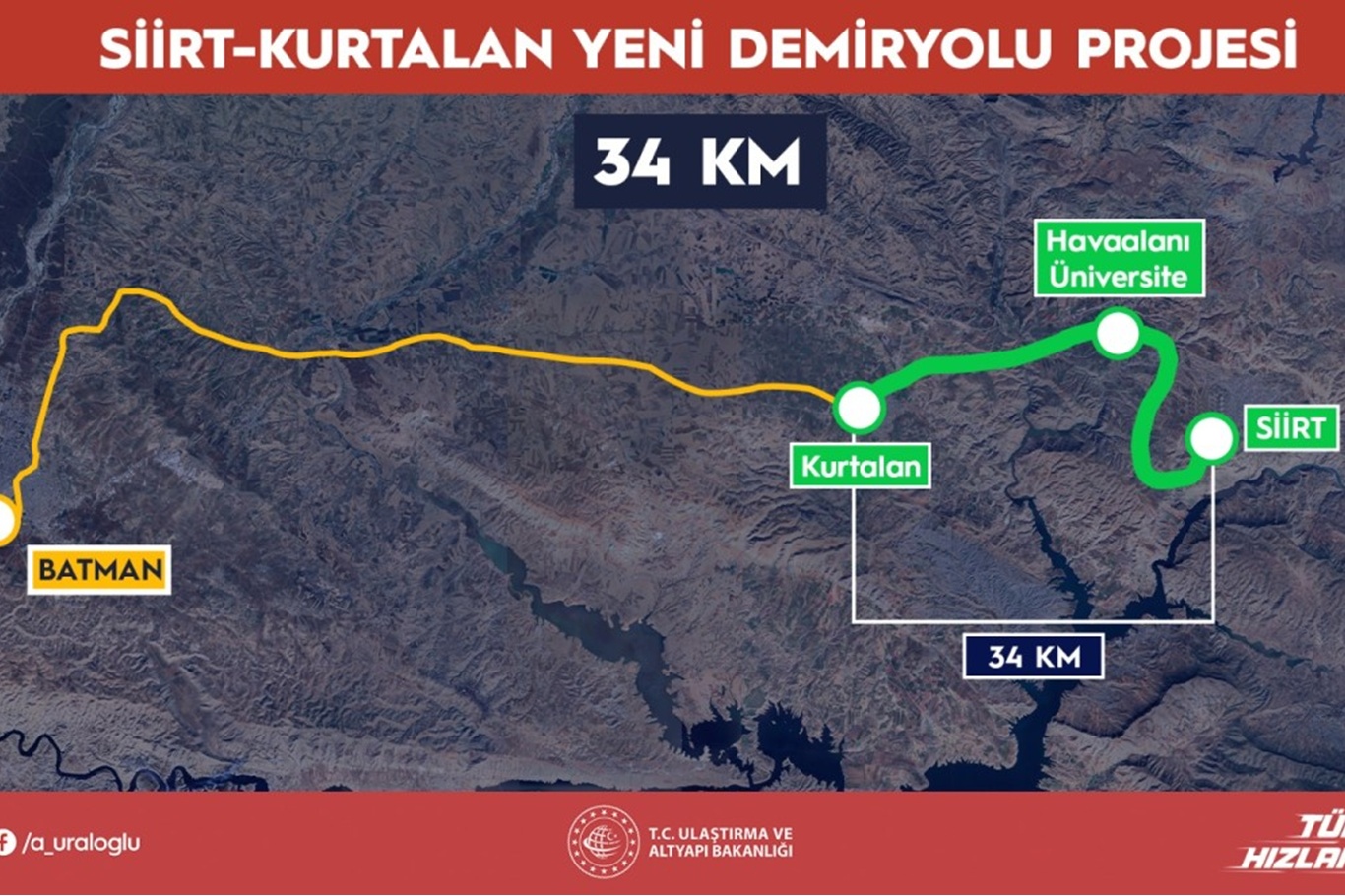 Siirt-Kurtalan arası 34 kilometrelik yeni demiryolu inşa edilecek Siirt-Kurtalan arası 34 kilometrelik yeni demiryolu inşa edilecek