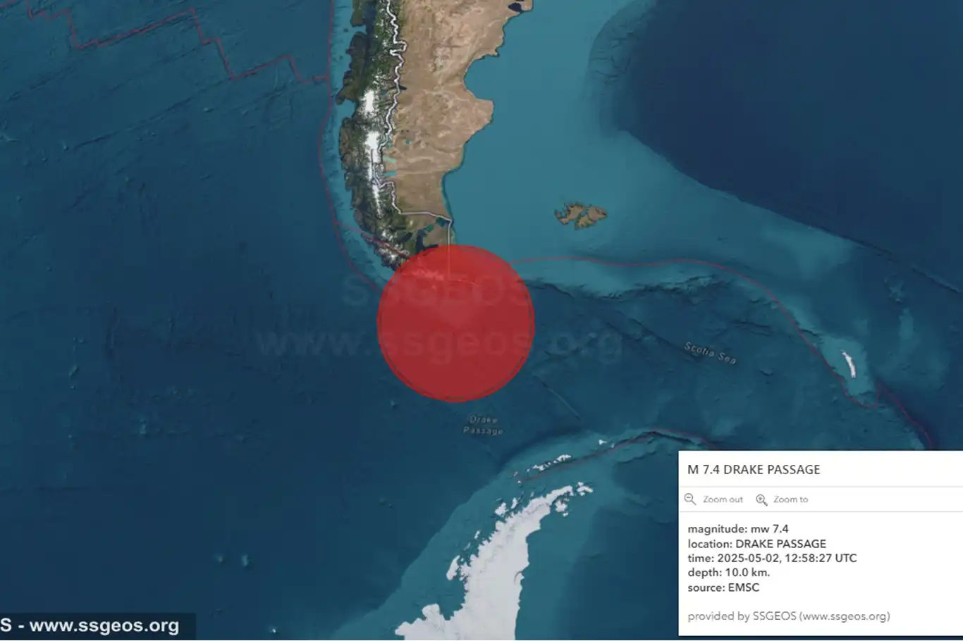 7.4 magnitude earthquake strikes south of Argentina 7.4 magnitude earthquake strikes south of Argentina