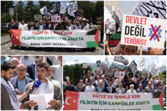 Bursa'da "Gazze'de İşgale Son, Filistin İçin Kampüsler Ayakta" yürüyüşü düzenlendi
